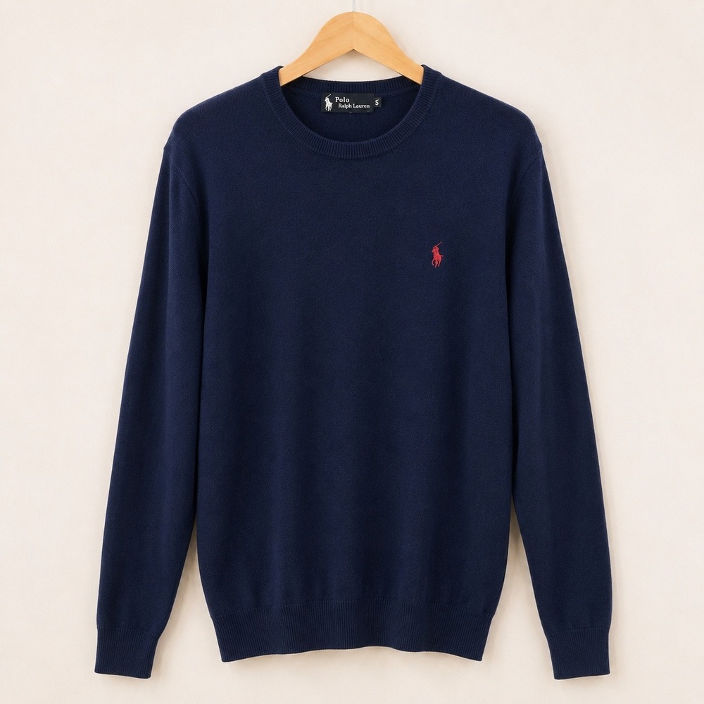 Polo Ralph Lauren Old Money Crewneck Sweater Mens 4XL Navy Blue Wool Cashmere